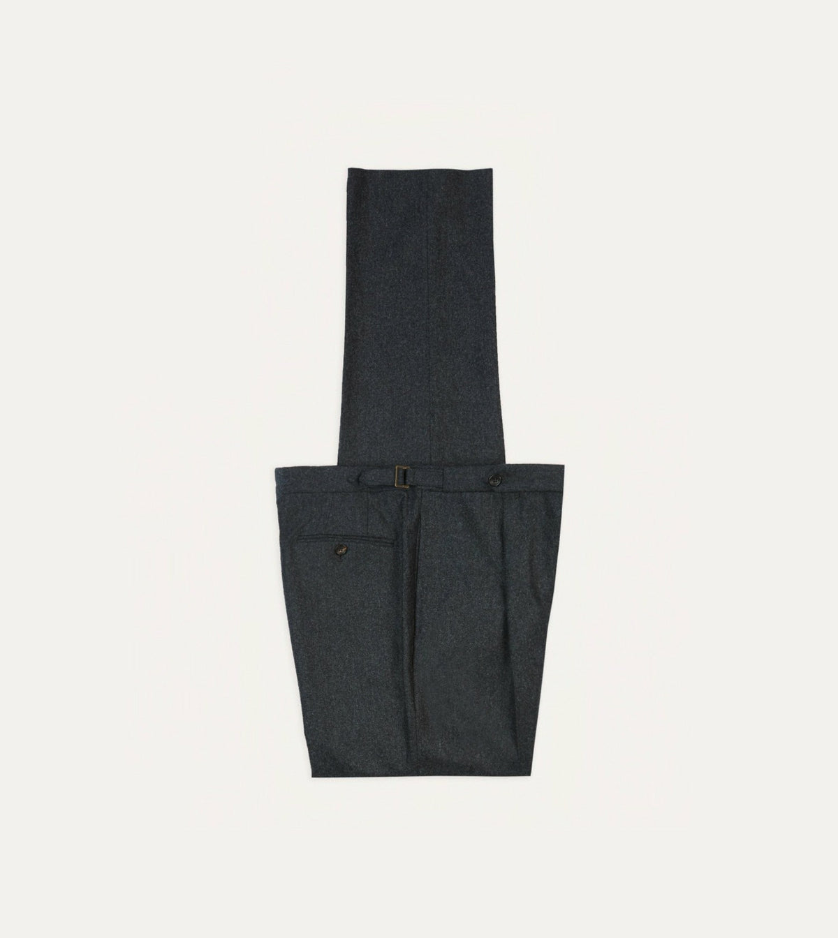 Drake's Grey Wool Flannel Single Pleat Trouser