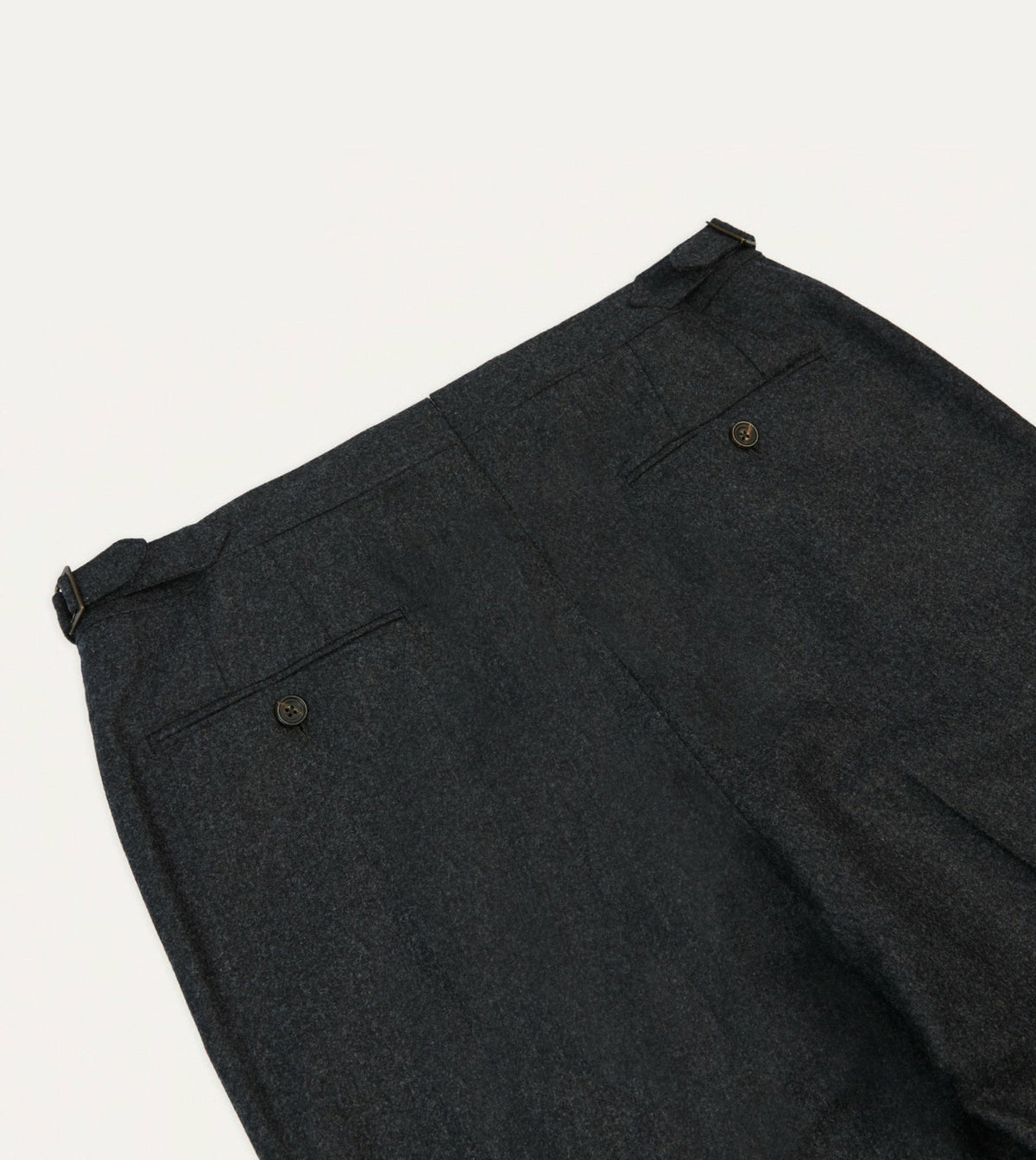 Drake's Grey Wool Flannel Single Pleat Trouser