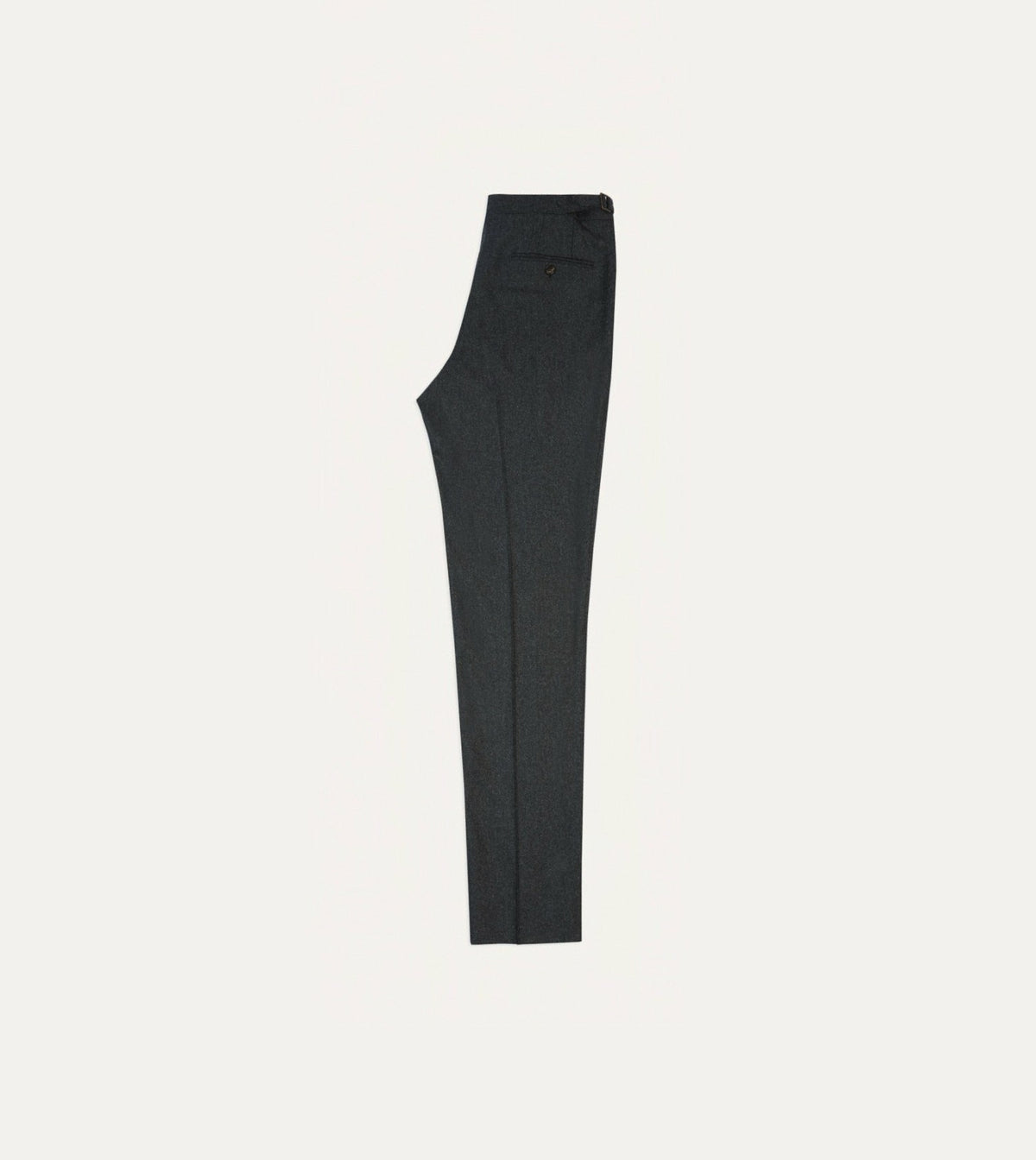 Drake's Grey Wool Flannel Single Pleat Trouser
