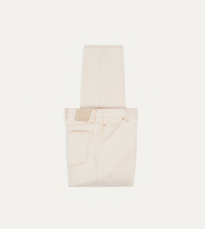 Drake's Ecru 13.2oz Denim Five-Pocket Jeans