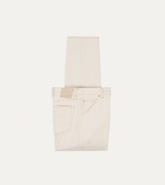 Drake's Ecru 13.2oz Denim Five-Pocket Jeans