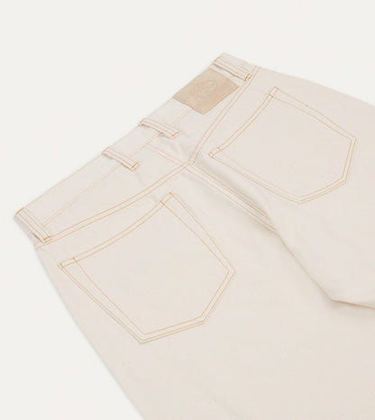 Drake's Ecru 13.2oz Denim Five-Pocket Jeans