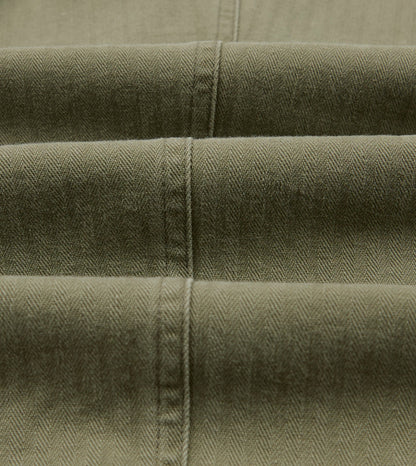 Drake's Olive Herringbone Twill Cotton Games Trouser
