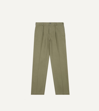 Drake's Olive Herringbone Twill Cotton Games Trouser