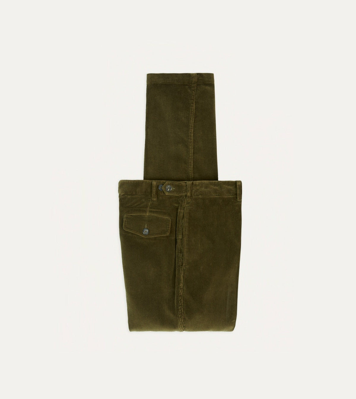 Drake's Olive Cotton Corduroy Games Trousers