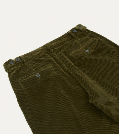 Drake's Olive Cotton Corduroy Games Trousers