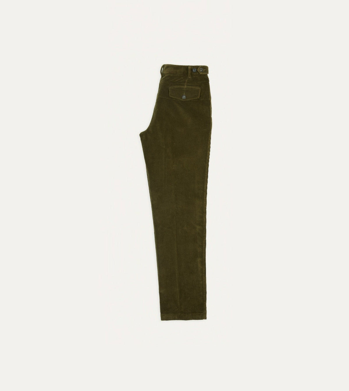 Drake's Olive Cotton Corduroy Games Trousers