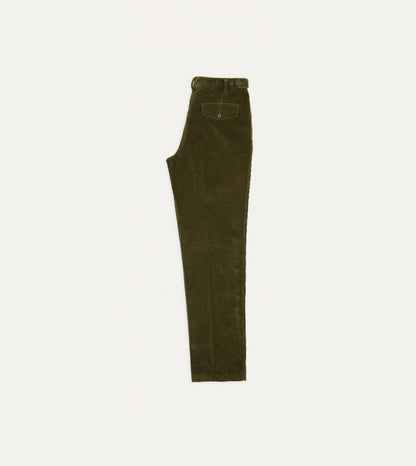 Drake's Olive Cotton Corduroy Games Trousers