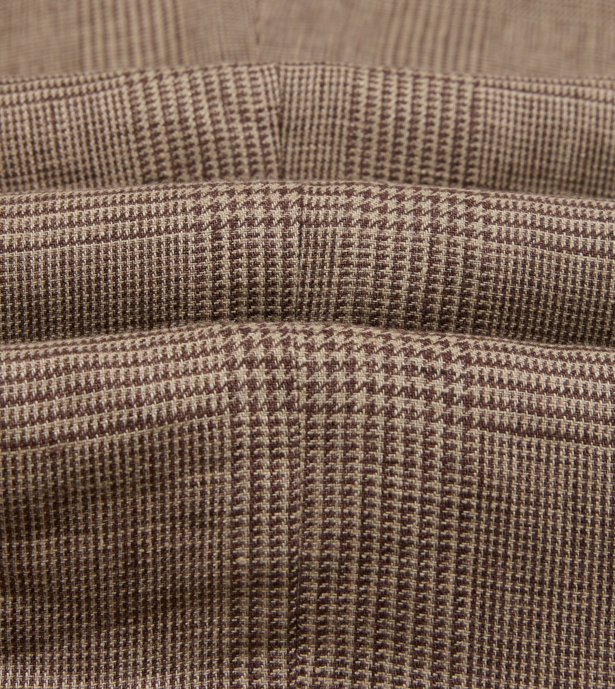 Drake's Brown Prince of Wales Check Linen Single Pleat Trouser