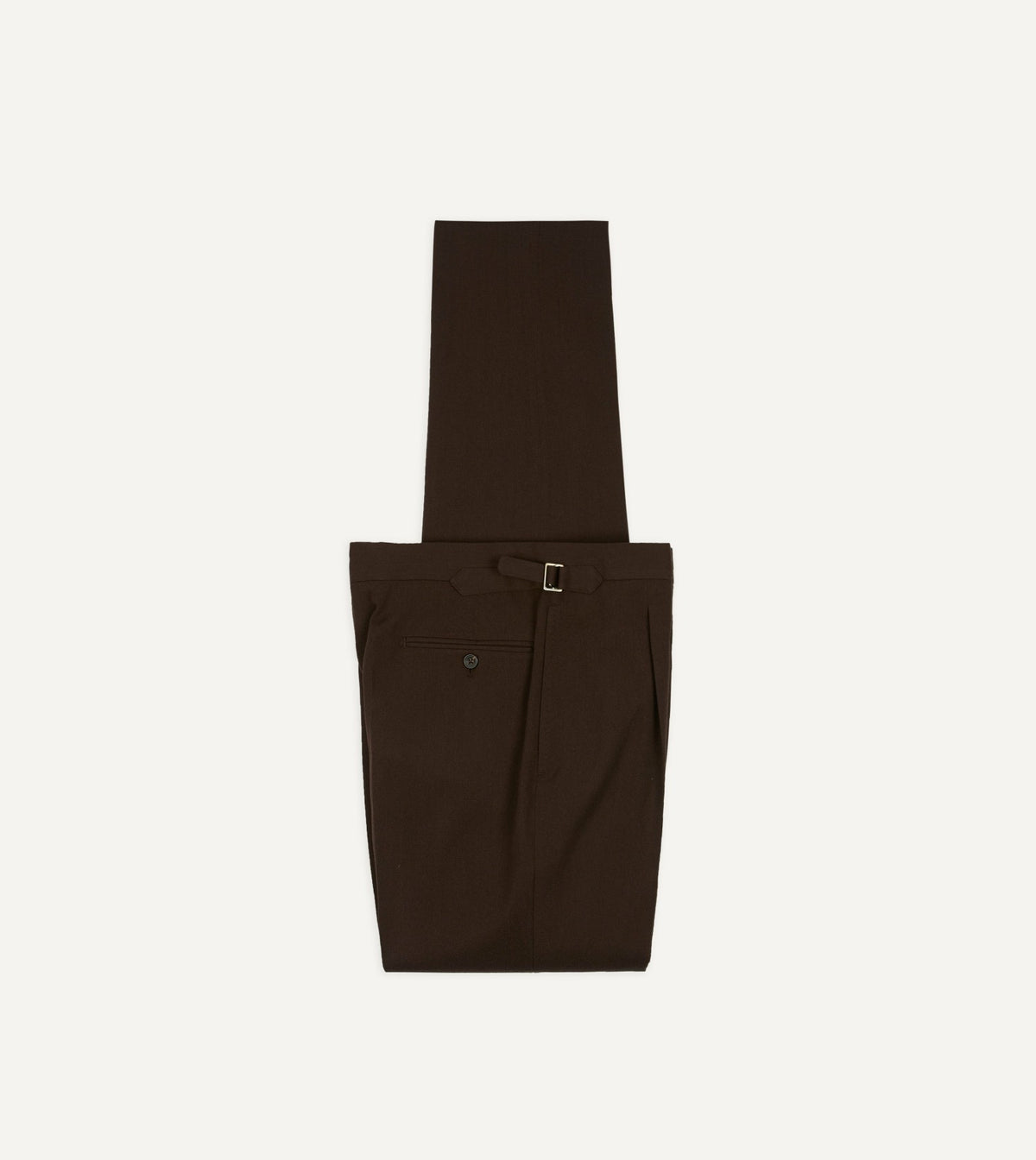 Drake's Brown Wool-Cotton Single Pleat Trouser