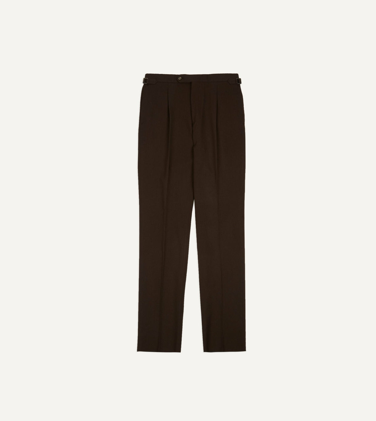 Drake's Brown Wool-Cotton Single Pleat Trouser