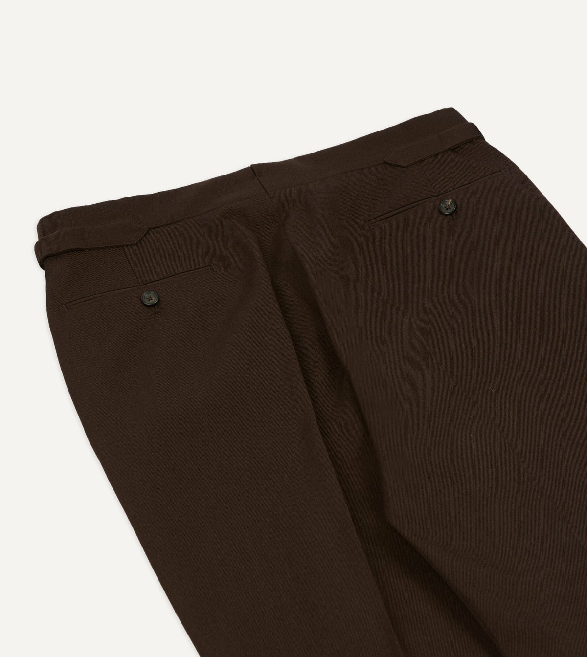 Drake's Brown Wool-Cotton Single Pleat Trouser