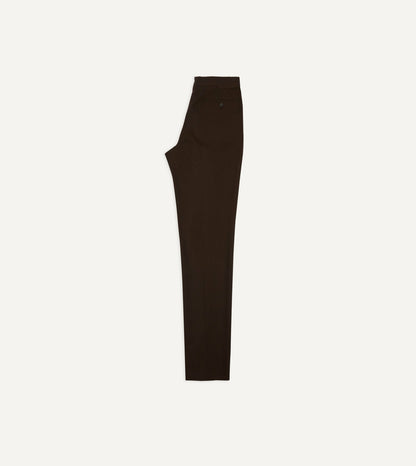 Drake's Brown Wool-Cotton Single Pleat Trouser