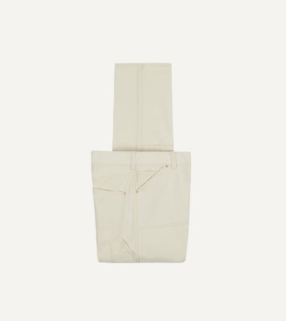 Drake's Ecru Cotton Canvas Carpenter Jeans