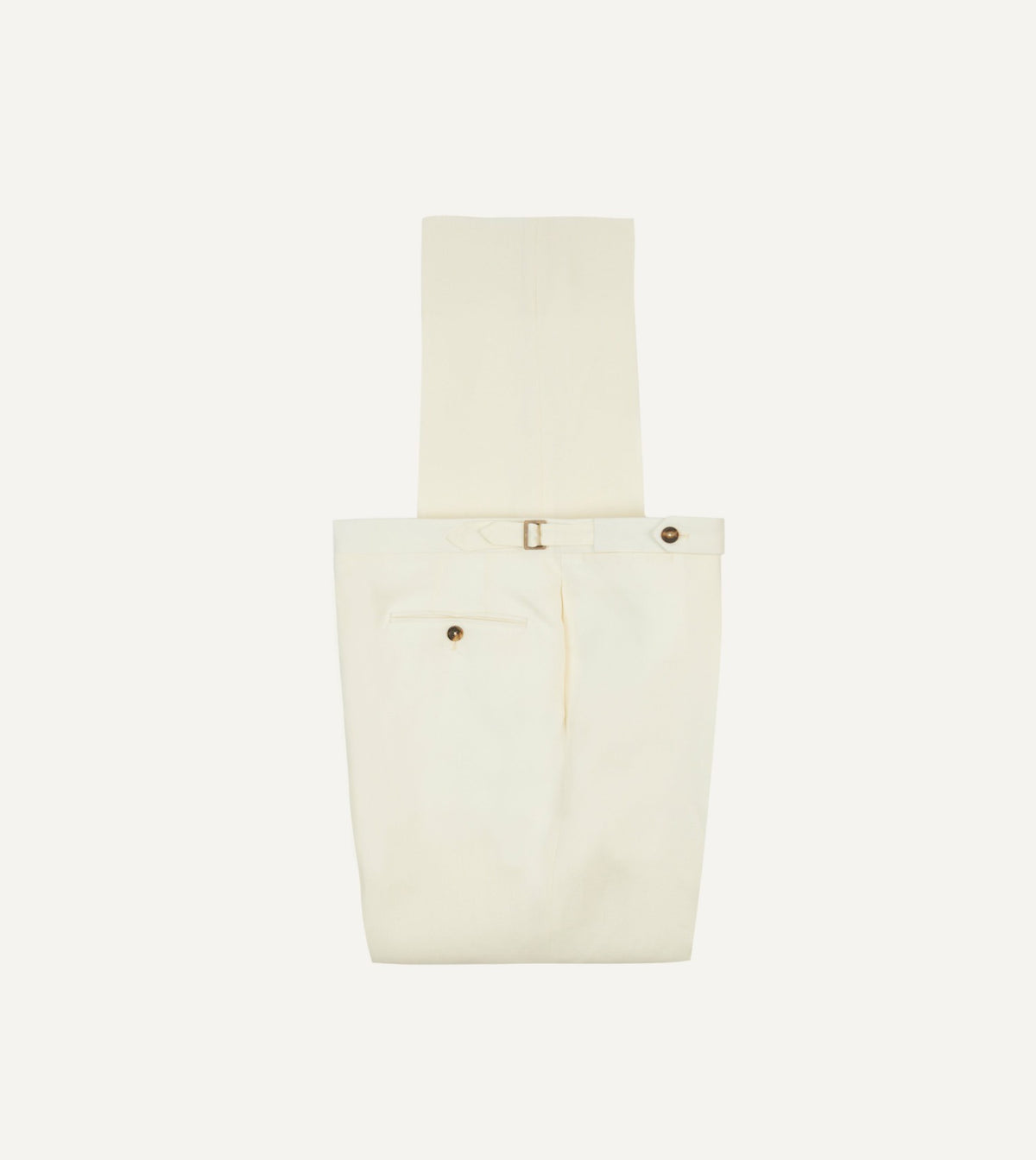 Drake's Ecru Irish Linen Single Pleat Trouser