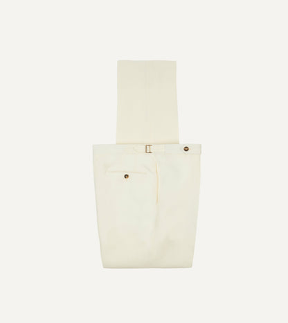 Drake's Ecru Irish Linen Single Pleat Trouser