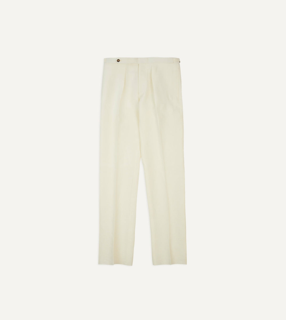 Drake's Ecru Irish Linen Single Pleat Trouser