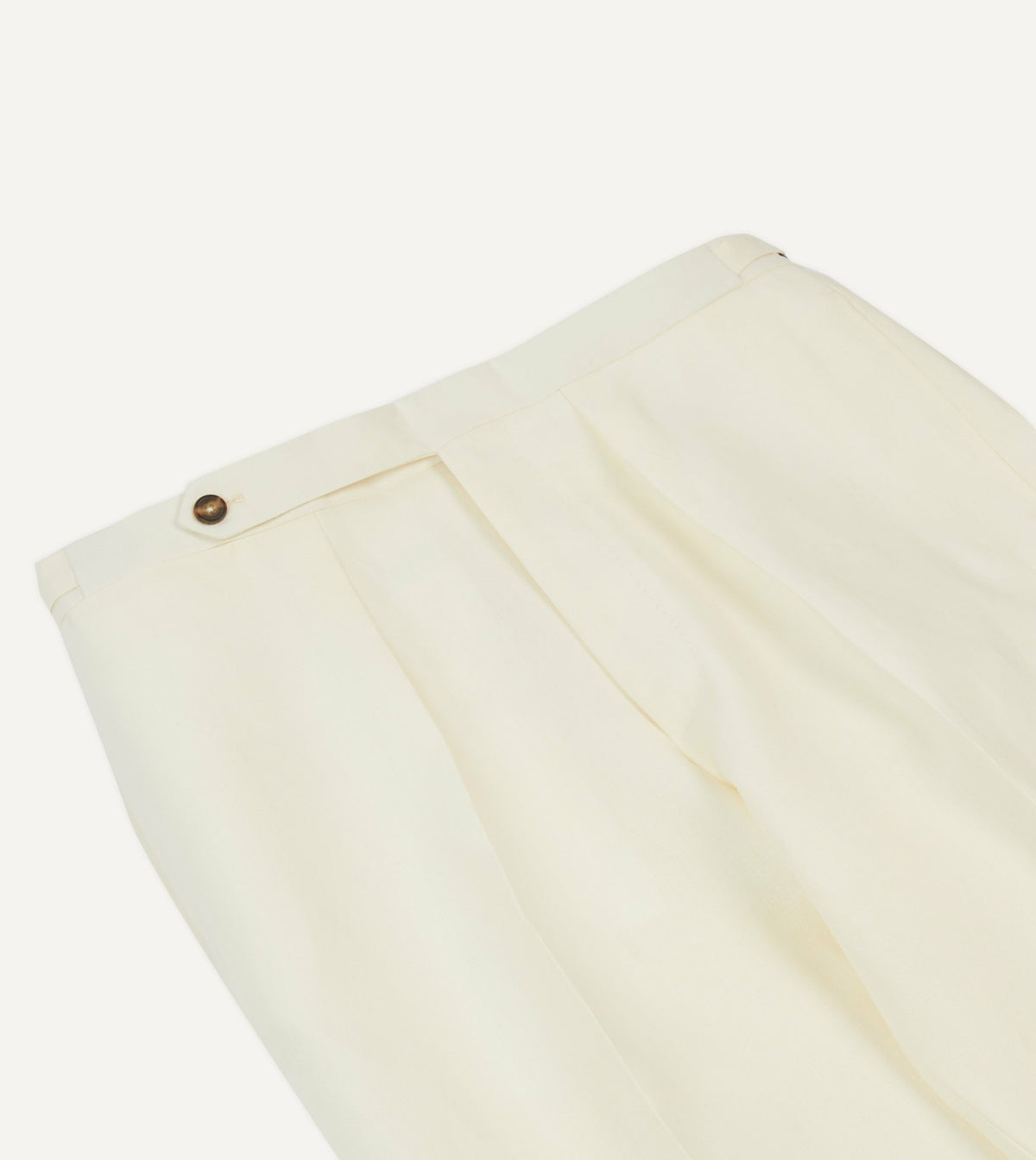 Drake's Ecru Irish Linen Single Pleat Trouser