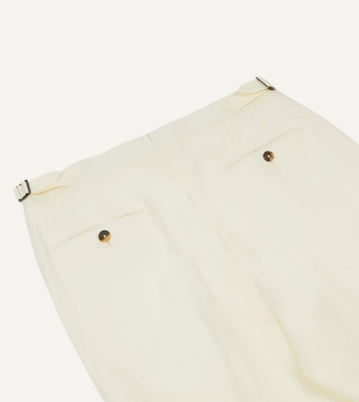Drake's Ecru Irish Linen Single Pleat Trouser