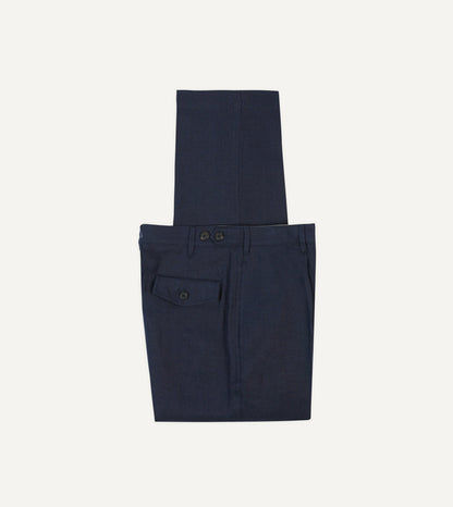 Drake's Navy Antique Linen Games Trousers