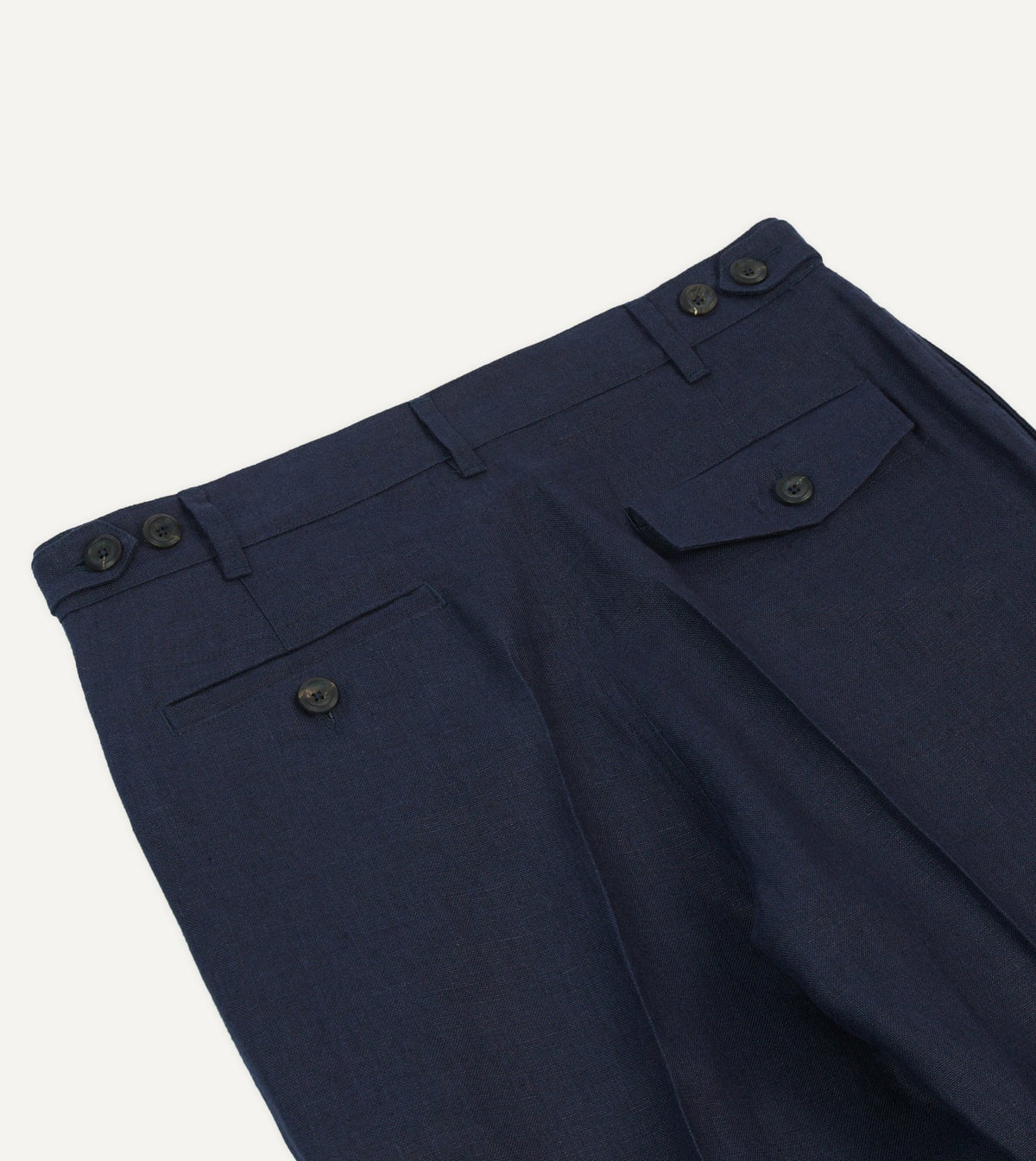 Drake's Navy Antique Linen Games Trousers