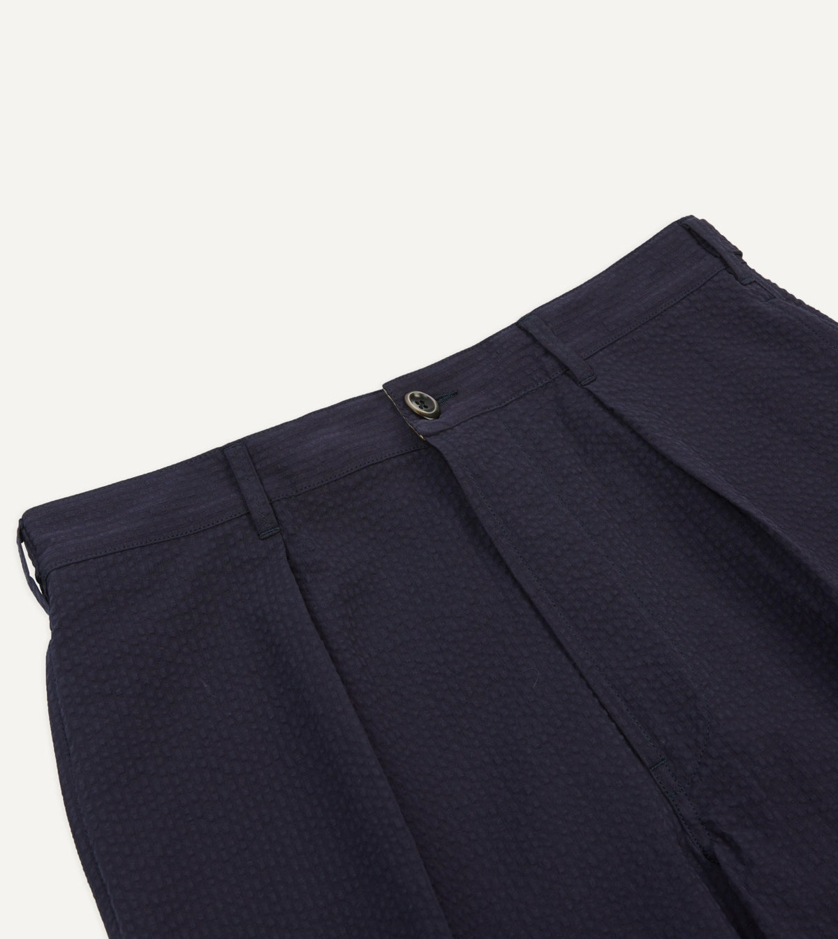 Drake's Navy Seersucker Games Trousers