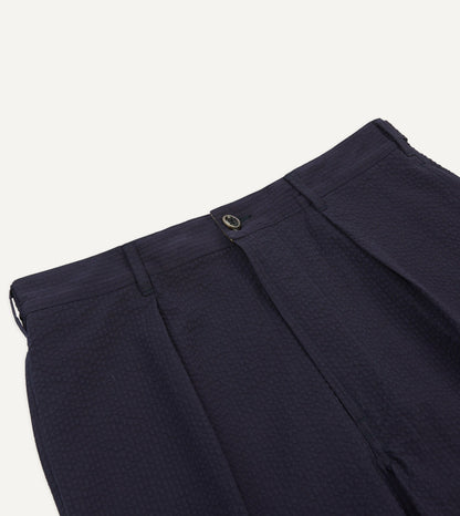 Drake's Navy Seersucker Games Trousers