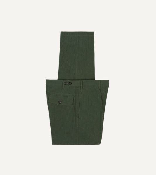 Drake's Olive Seersucker Games Trousers