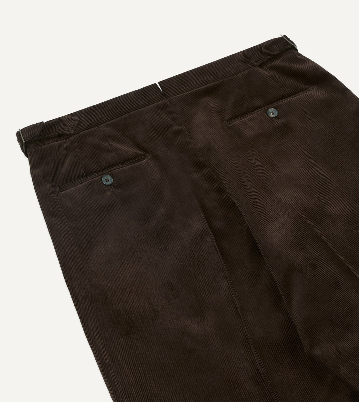 Drake's Brown Mid-Wale Corduroy Single Pleat Trouser