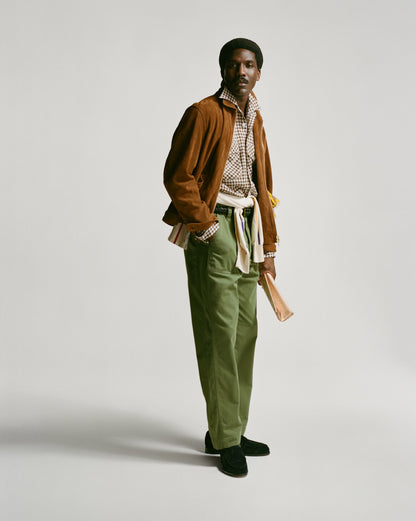 Drake's Light Green Cotton Fatigue Trouser