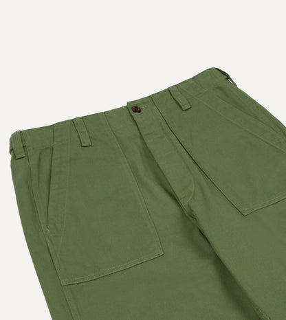 Drake's Light Green Cotton Fatigue Trouser