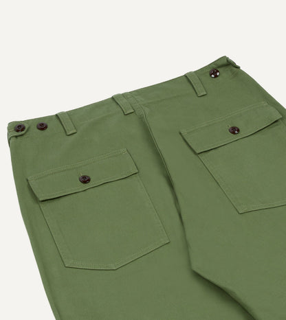 Drake's Light Green Cotton Fatigue Trouser