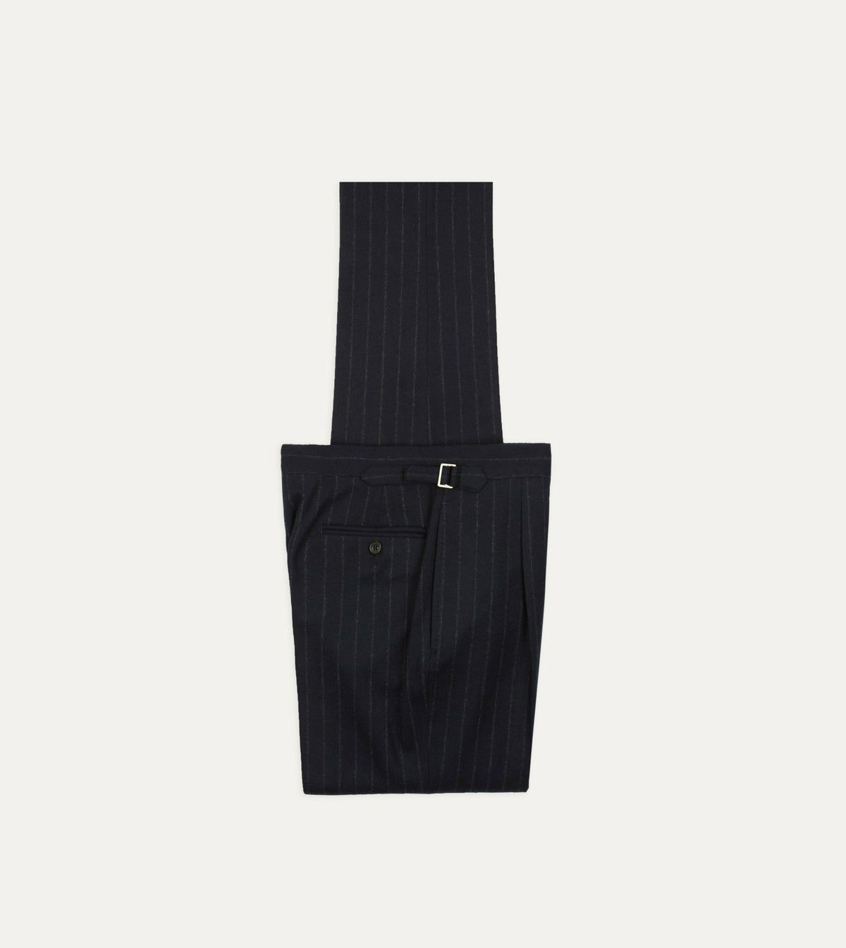 Drake's Navy Chalkstripe Wool Flannel Single-Pleat Trouser