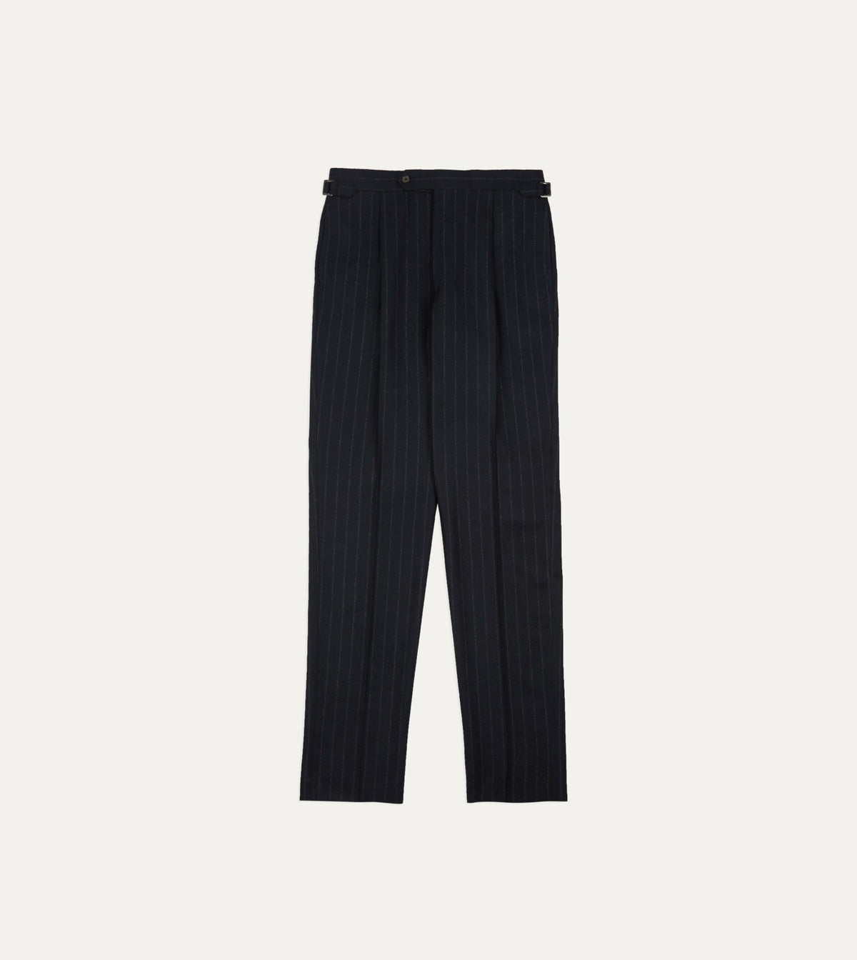 Drake's Navy Chalkstripe Wool Flannel Single-Pleat Trouser