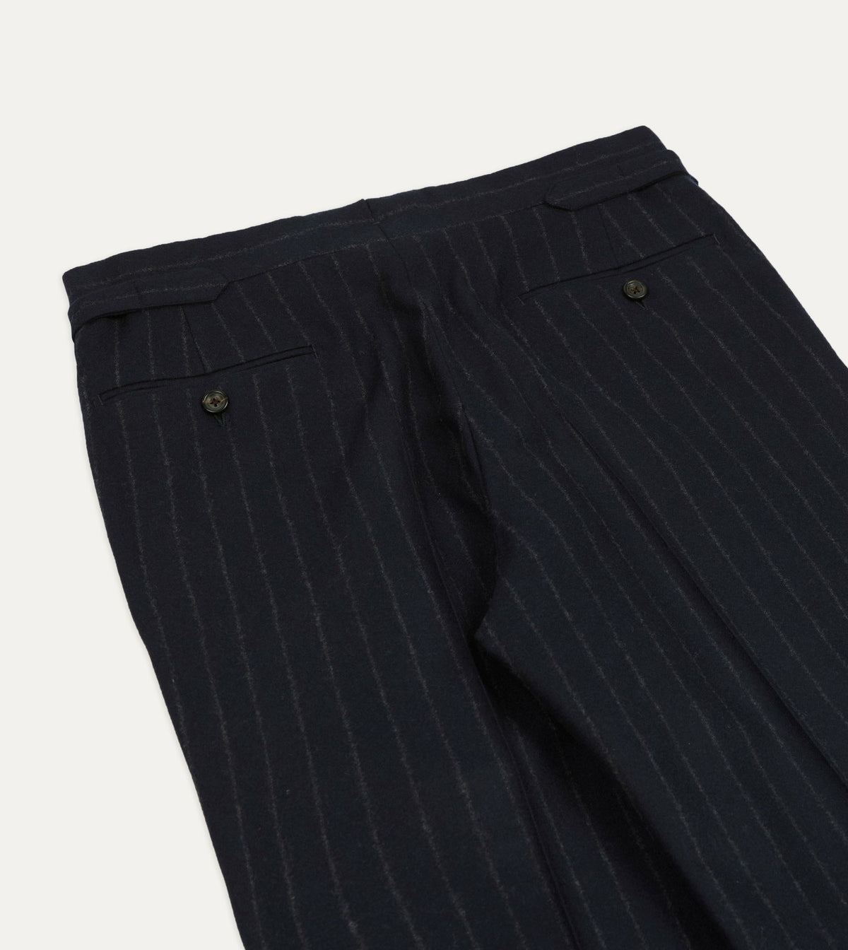 Drake's Navy Chalkstripe Wool Flannel Single-Pleat Trouser