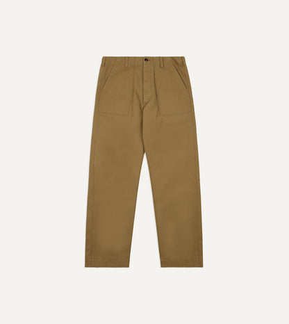 Drake's Tan Cotton Twill Fatigue Trouser
