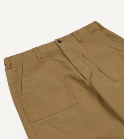 Drake's Tan Cotton Twill Fatigue Trouser