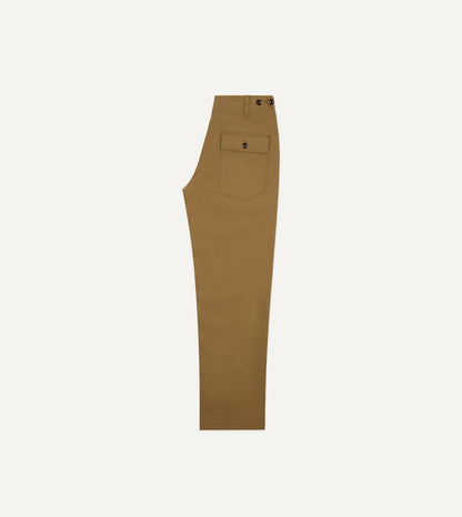 Drake's Tan Cotton Twill Fatigue Trouser