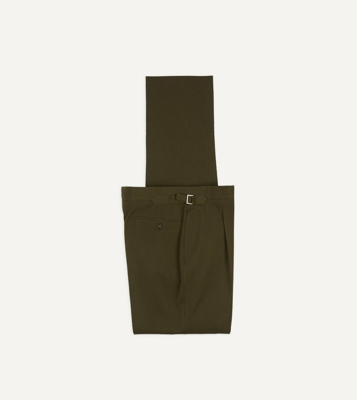 Drake's Olive Wool-Cotton Single Pleat Trouser