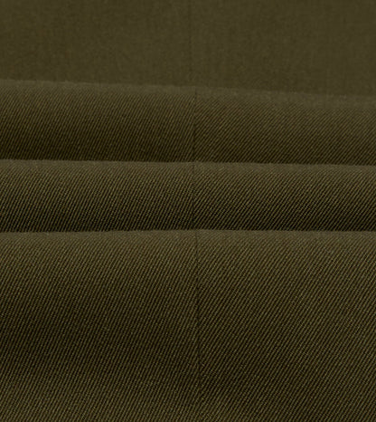Drake's Olive Wool-Cotton Single Pleat Trouser