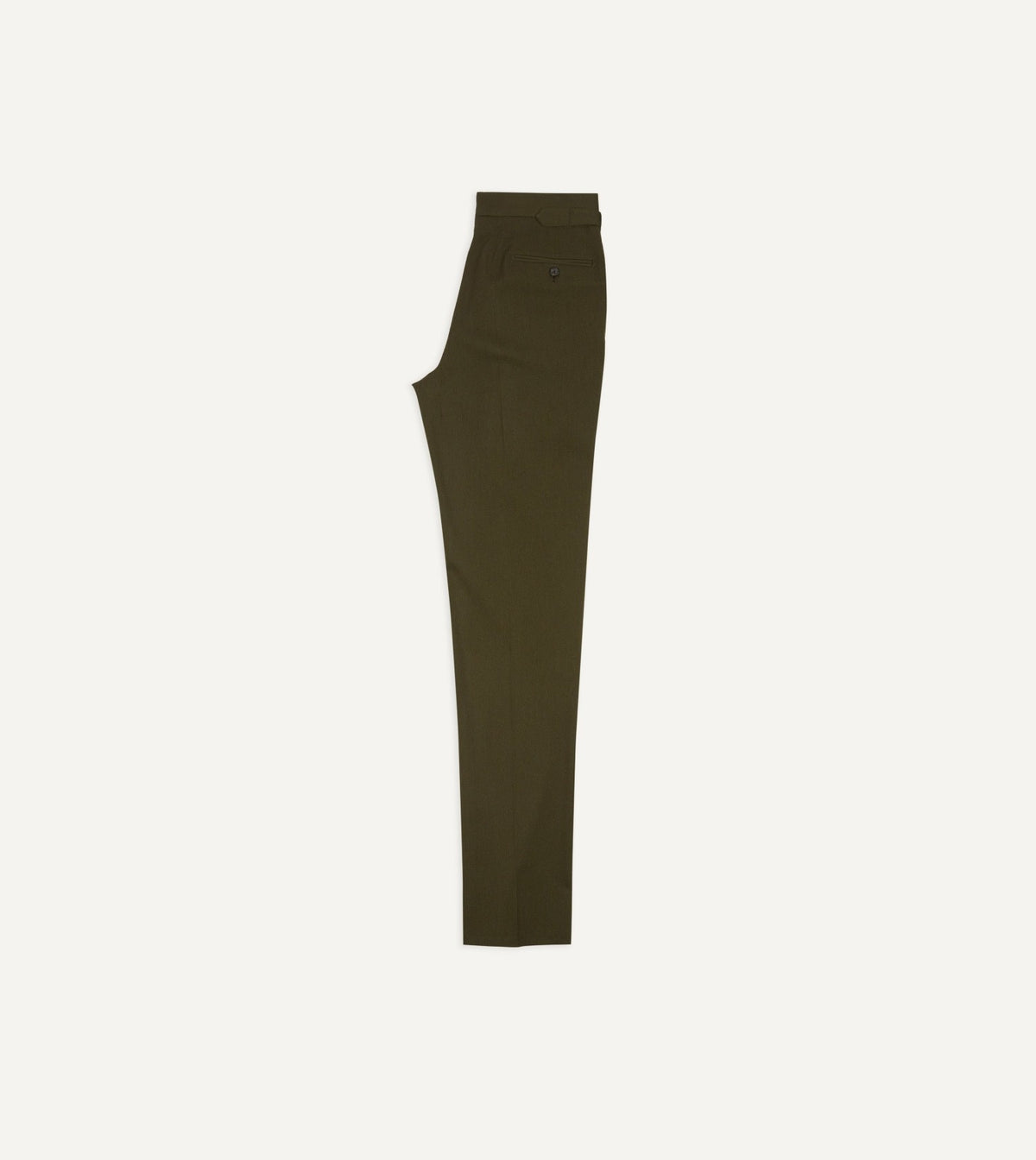 Drake's Olive Wool-Cotton Single Pleat Trouser