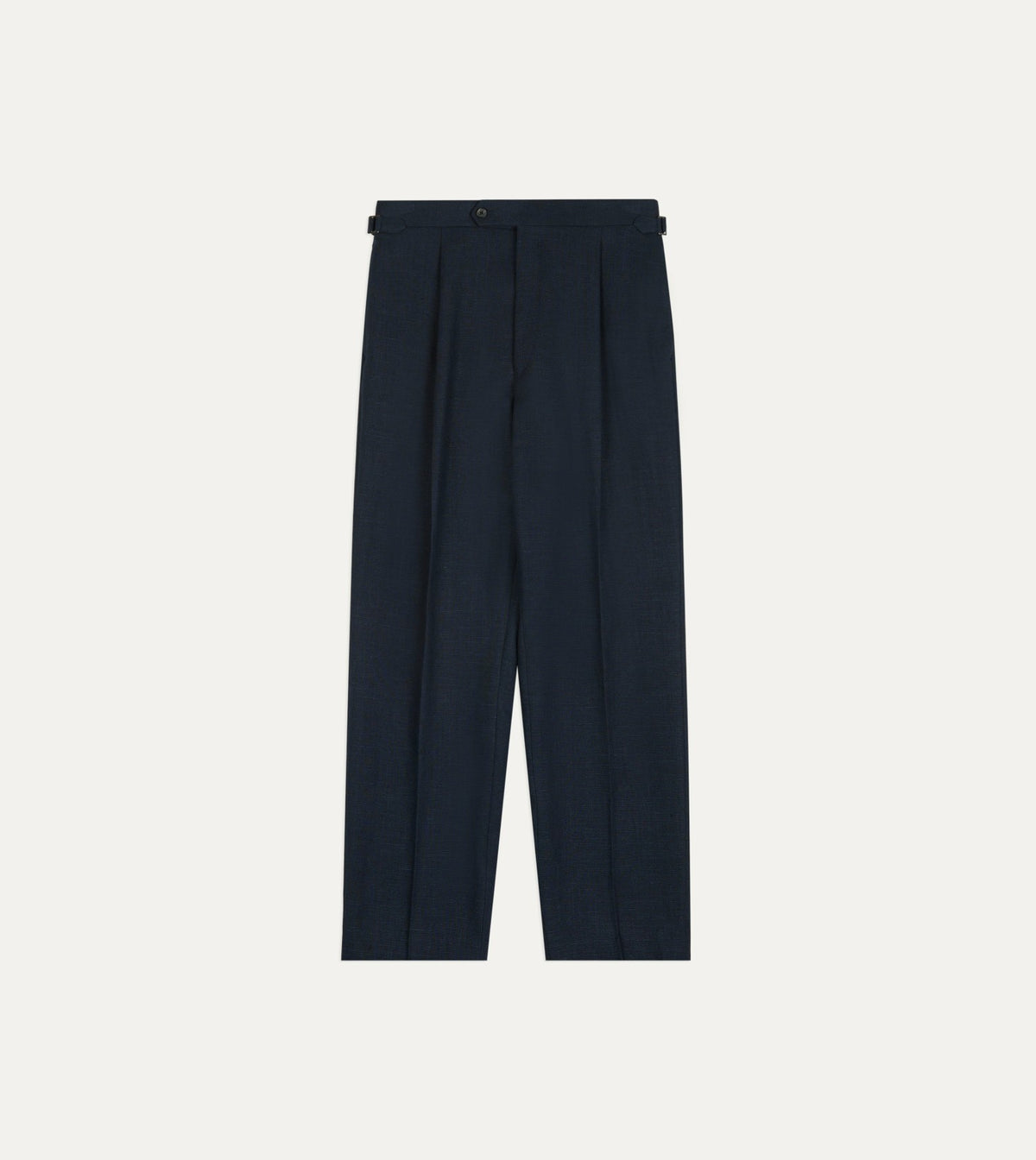 Drake's Navy Linen Single Pleat Trouser