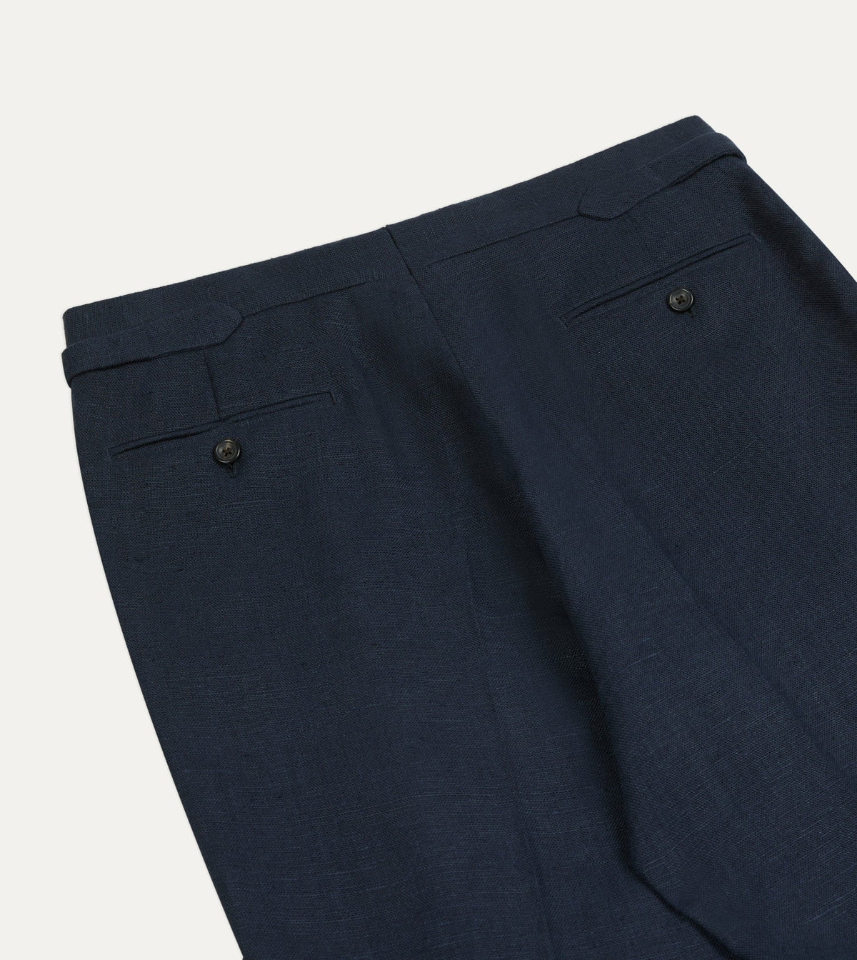 Drake's Navy Linen Single Pleat Trouser