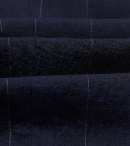 Drake's Navy Pinstripe Wool-Linen Single-Pleat Trouser
