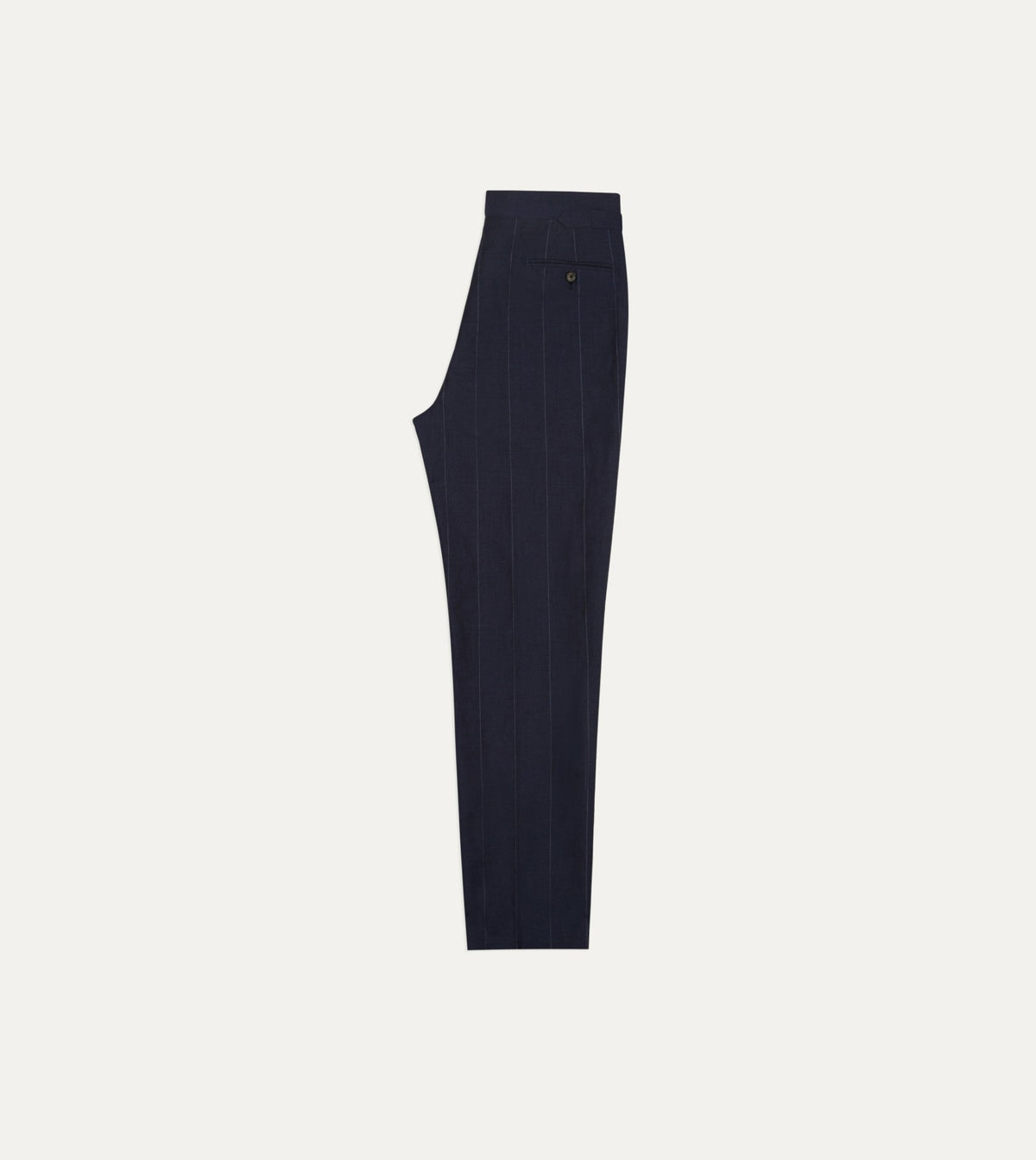 Drake's Navy Pinstripe Wool-Linen Single-Pleat Trouser