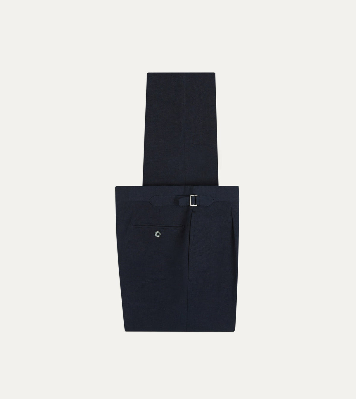 Drake's Navy Linen-Cotton Single-Pleat Trouser