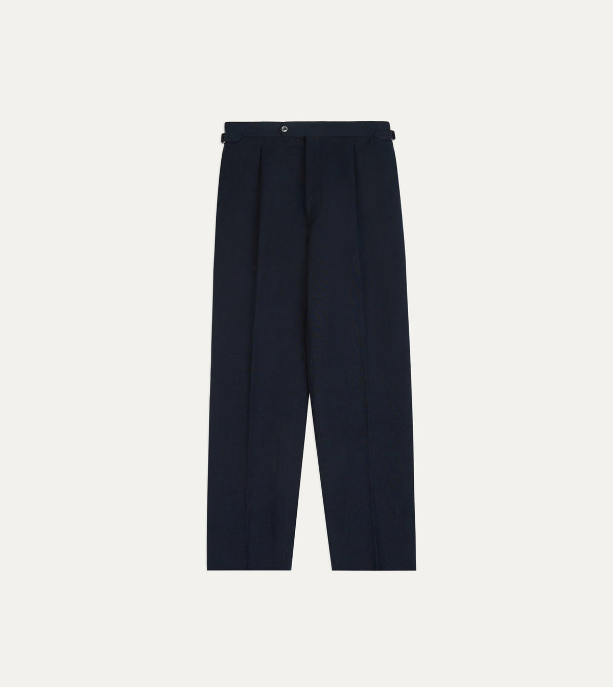 Drake's Navy Linen-Cotton Single-Pleat Trouser