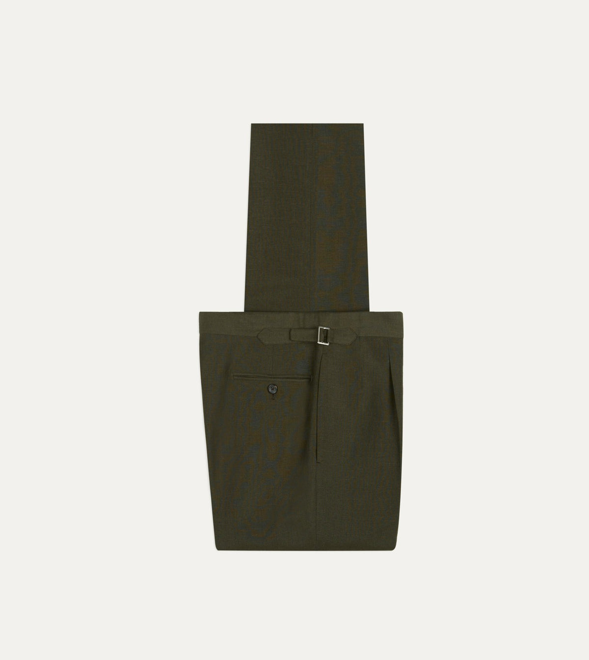 Drake's Khaki Green Linen-Wool Single Pleat Trouser