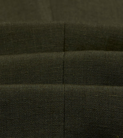 Drake's Khaki Green Linen-Wool Single Pleat Trouser