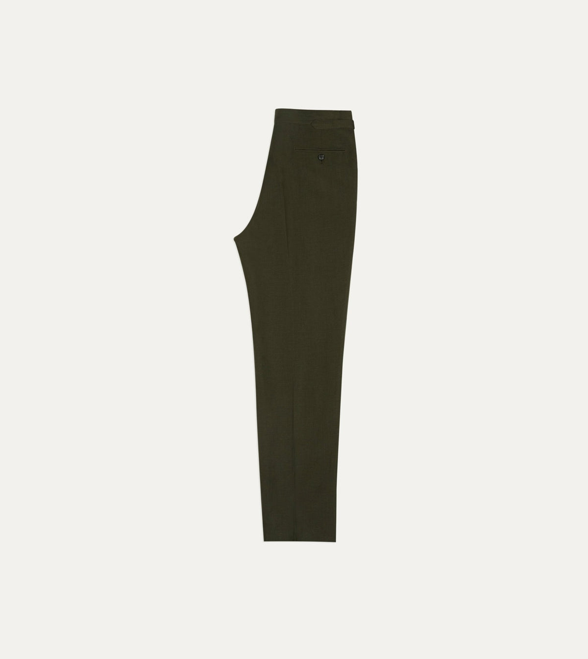 Drake's Khaki Green Linen-Wool Single Pleat Trouser